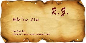 Rácz Zia névjegykártya